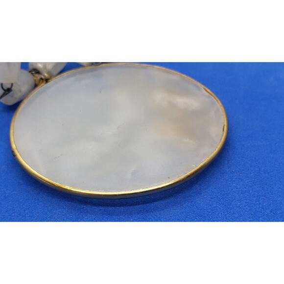 Vintage Necklace Pendant Medallion Myan Sun God Carved Quartz Beaded Chain Gem - Picture 5 of 9